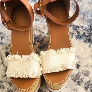 See By Chloe Espadrilles Wedge Sandal sz 37/5.5